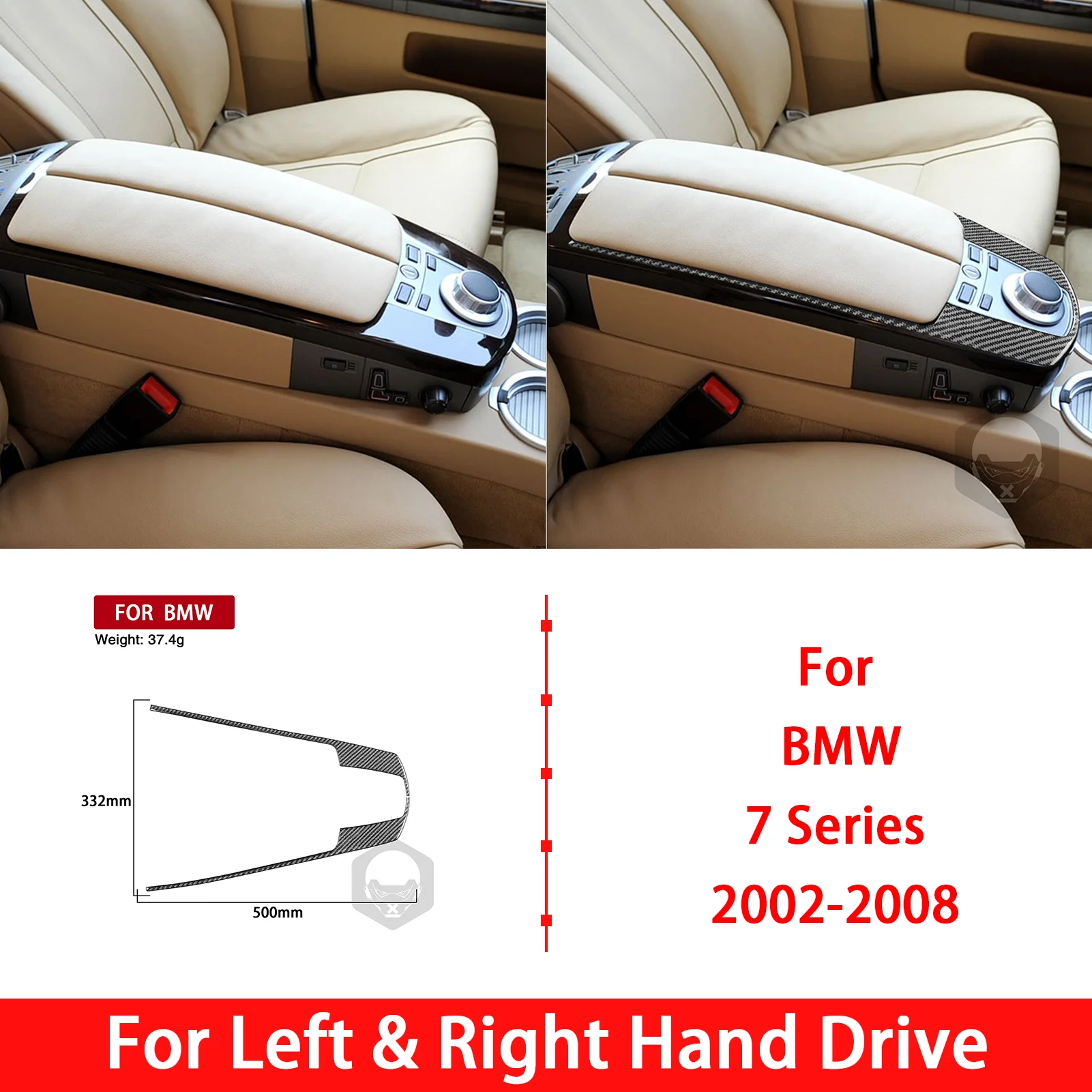 Real Carbon Fiber For BMW 7 Series 02-08 Center Console Multimedia Knob Panel 2PCS Vehicle Shell Housing Refit Exterior Sticker