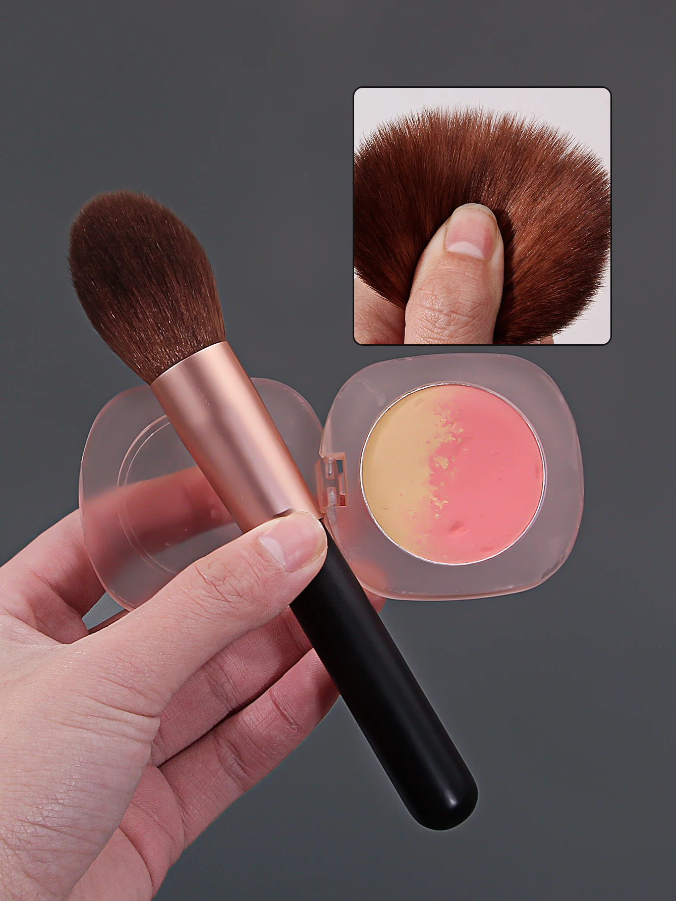 1 قطعة فرشاة ماكياج الشعر الاصطناعية الناعمة المنفوش باللون الذهبي الوردي المهنية بودرة الوجه/أحمر الخدود/فرشاة البودرة السائبة للمبتدئين في ماكياج #3