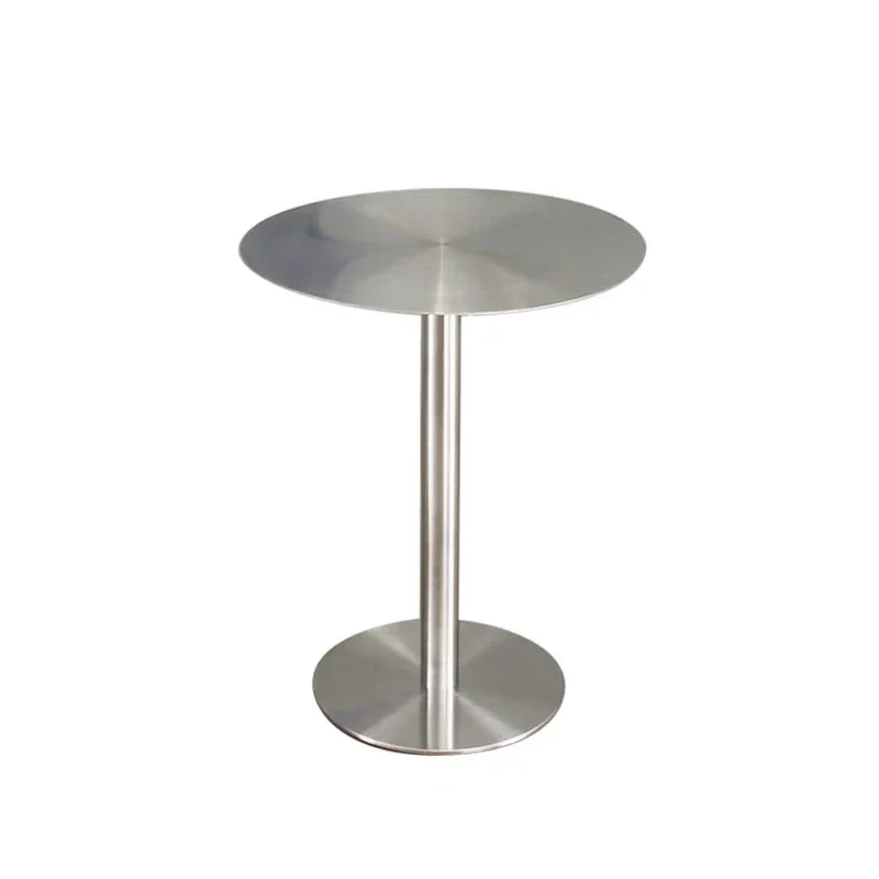 Customized industrial style milk tea shop stainless steel small round table and chairs, simple modern burger Internet celebrity