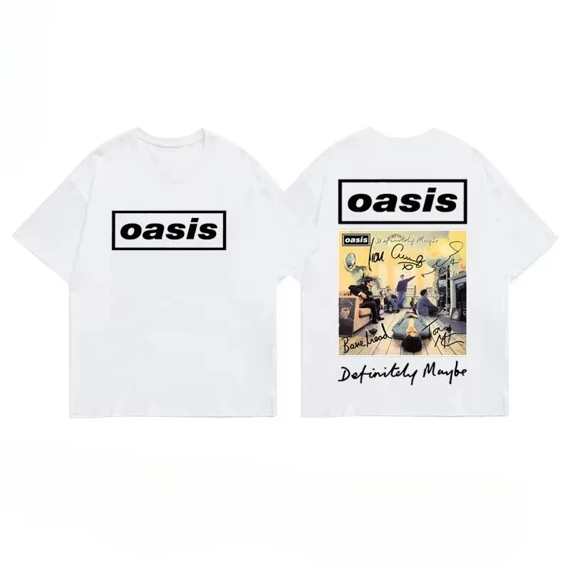 

2025 Popular New Style Ins British Rock Band Oasis Street Shoulder Loose T-shirt for Men and Women The Same Four Season