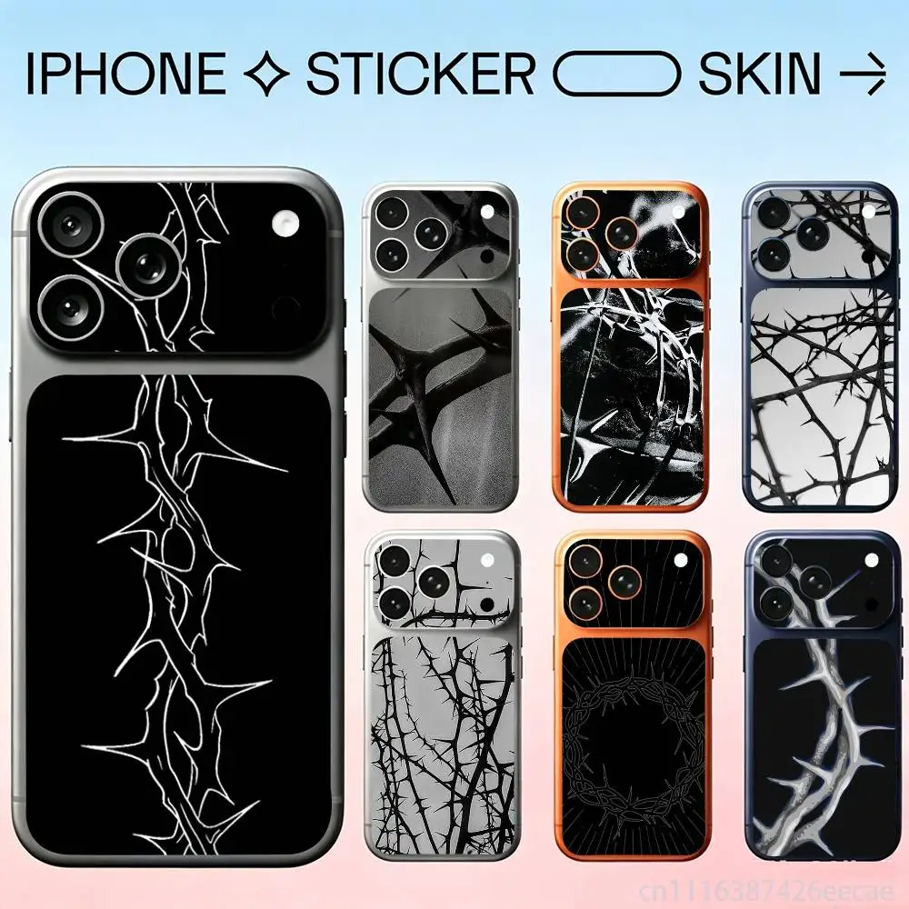Thorns For iPhone 17pro,17pro max Carmere and Back Cover Decal Wrap Skin Colorful Rear Protective Sticker Film