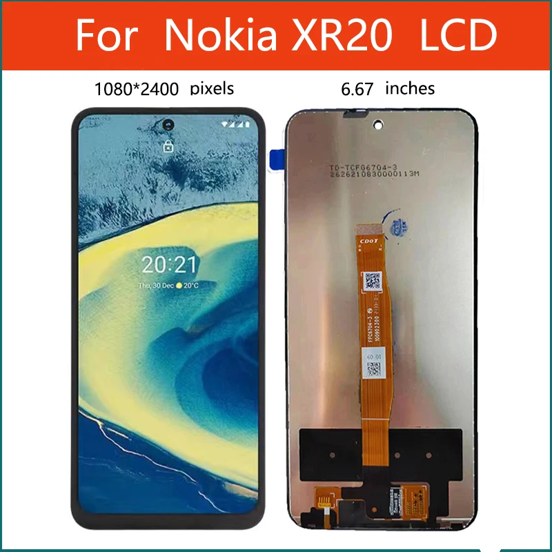 

Tested Well 6.67'' For Nokia XR20 LCD Display Touch Screen Digitizer Assembly Replacement For Nokia TA-1368 TA-1362 LCD Display