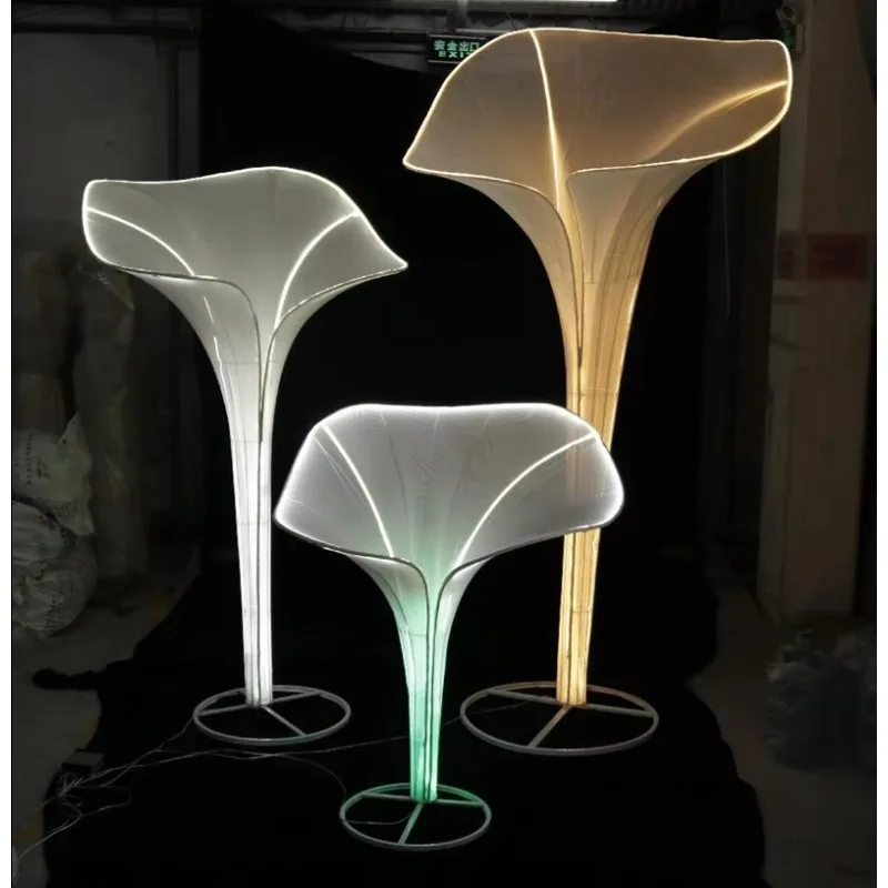 

Big luminous morning glory light stand creative background light wedding party stage decoration