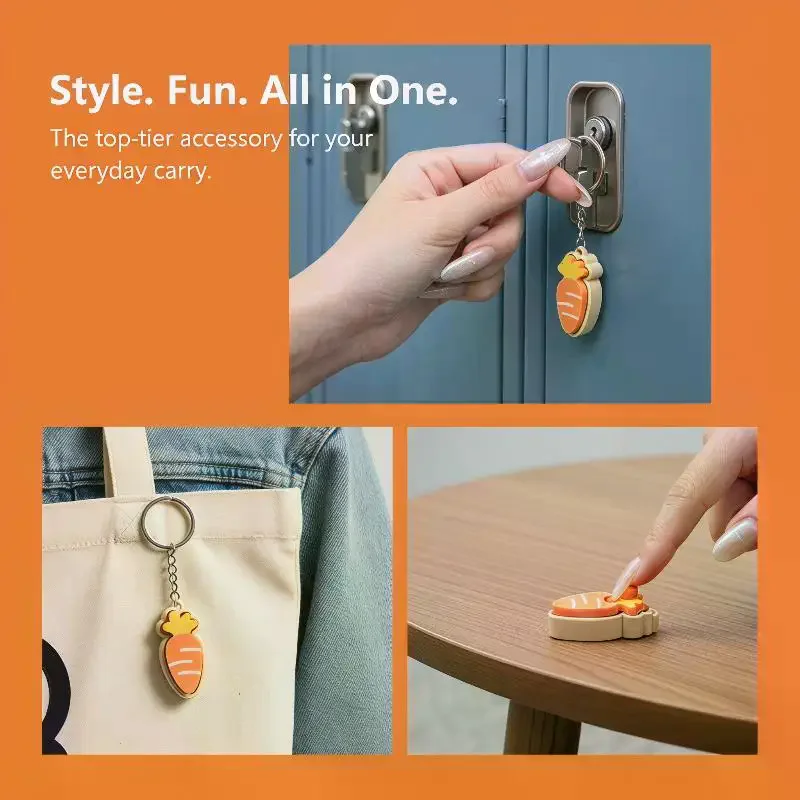 Cute Carrot Shaped Fidget Keychain Durable Lightweight Stress Relief for Backpack Decor Kids Birthday Gift