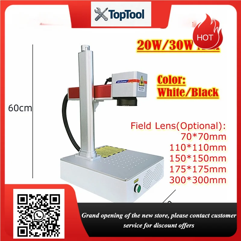 30W MAX Raycus Desktop Mini Fiber Laser Nameplate Marking Machine 20W for PVC Plastic Stainless Steel with Rotary Axis