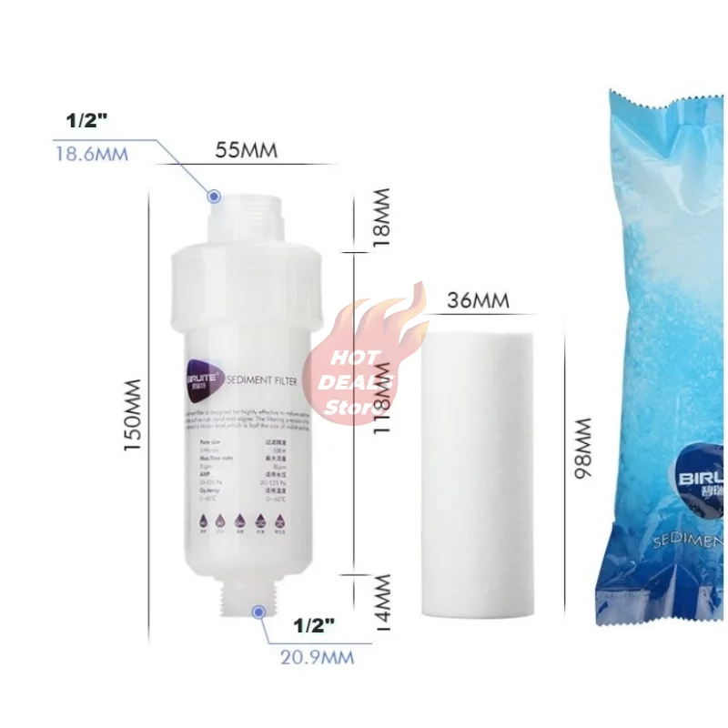 Pre-Filter Water Filter PP Cotton Filter Purifier Removal Heavy Metal Purifier Shower Washing Machine Filter Home Health