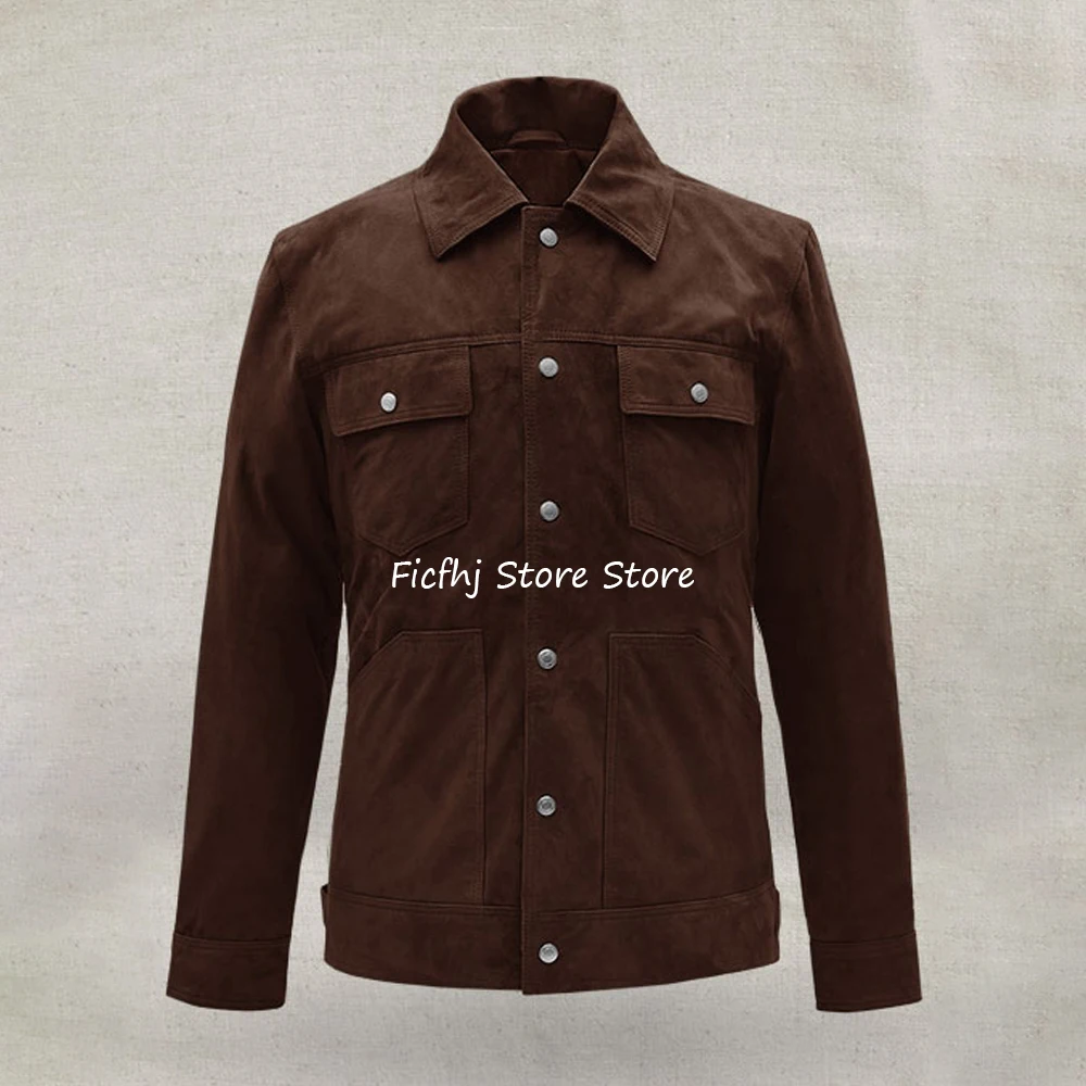 

Suede Men's Coats Jackets for Suit Top Lapel Suits Single-breasted Man Coat Four Pockets Casual Blazers Fashion Blazer Clothing