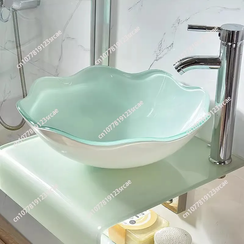 حوض غسيل صغير الحجم، حمام من الزجاج المقسى، مرحاض مغسلة أوروبي تايبي، حوض كونترتوب للشرفة