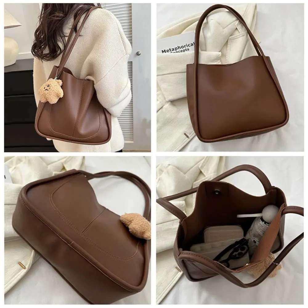 حقيبة كتف إبداعية مع قلادة من البولي يوريثان ذات سعة كبيرة، حقيبة يد كاجوال بسيطة للنساء