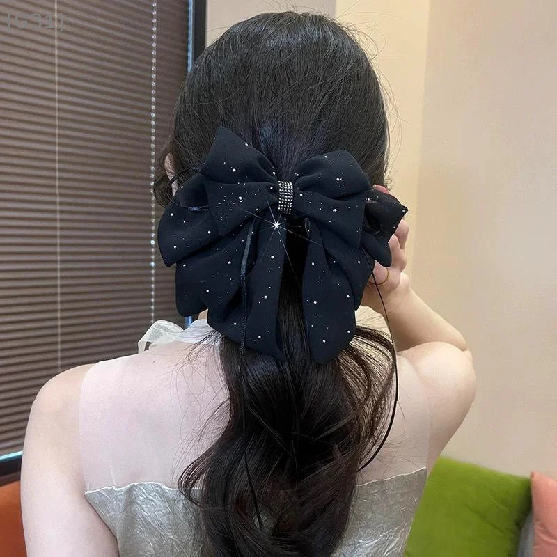 Fashion Black Rhinestones Elegant Hair Clip Women Ponytail Clip Headdress Temperament Hair Claw Headwear Hair Accessories【G31】 view 2