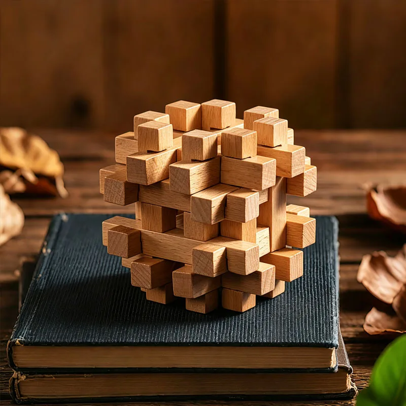 Difficult LuBan Lock Wooden 3D Puzzles Interlocking Brain Teaser Adults & Kids Magic IQ Disentanglement Educational Toys
