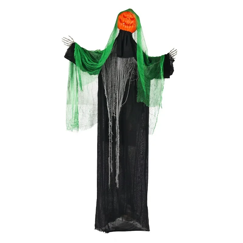 

Halloween pumpkin station ghost induction glow sound plug big pumpkin arm swing haunted house prop