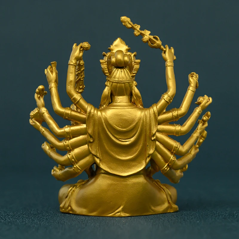 Handcrafted Brass Cundi Bodhisattva Statue 7.1cm Gold, Meditation Gift for Wisdom & Blessing