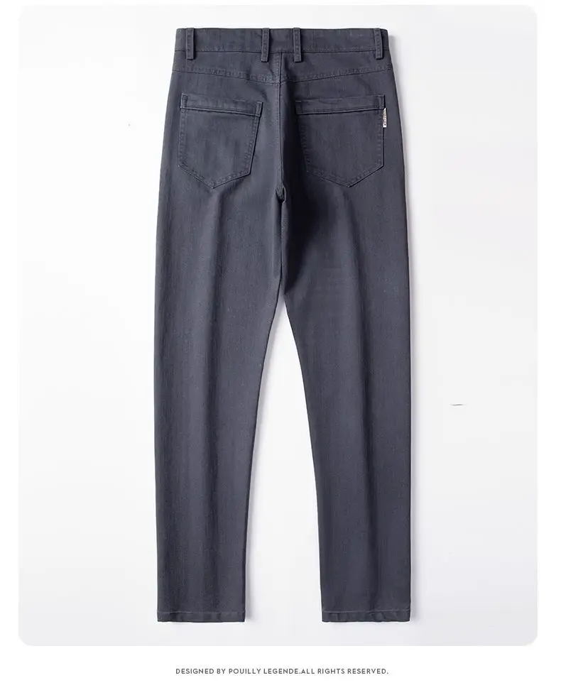 Herbst-Winter Herren Einfarbige Lässige Baumwollhose Dehnbare Anzughose Formelle Business-Baggy-Hose Klassische Schwarze Marineblaue Hose – Detail 20