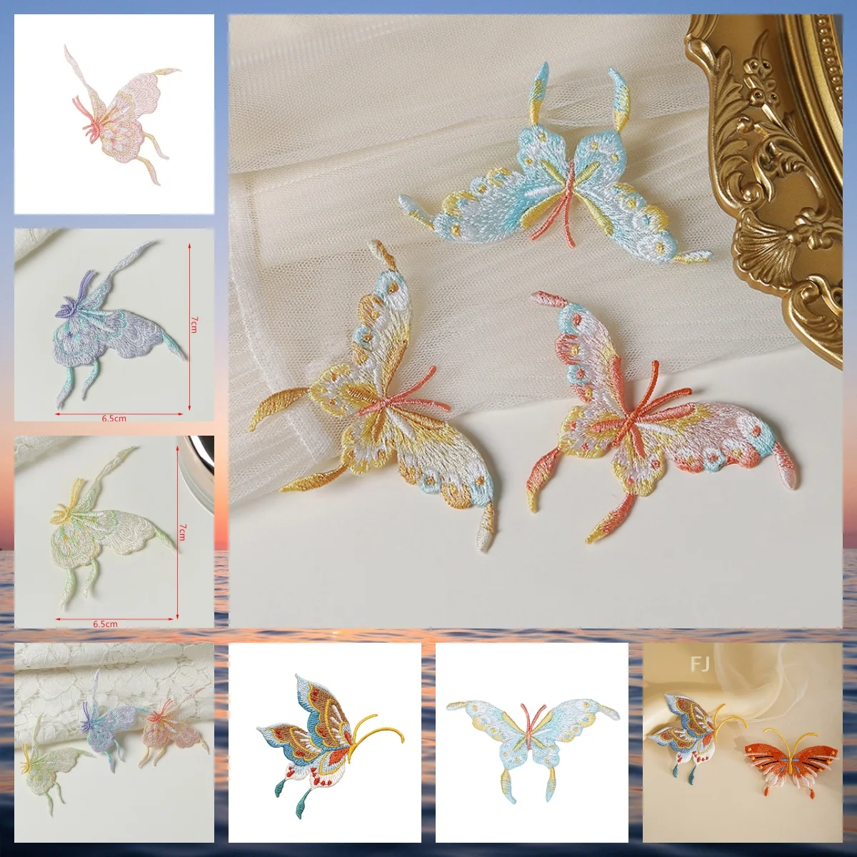 

[YU]Exquisite Chinese Traditional Art Butterfly Embroidery Patch Cheongsam Hanfu Cloth Bag DIY Decoration Ironing For Clothes
