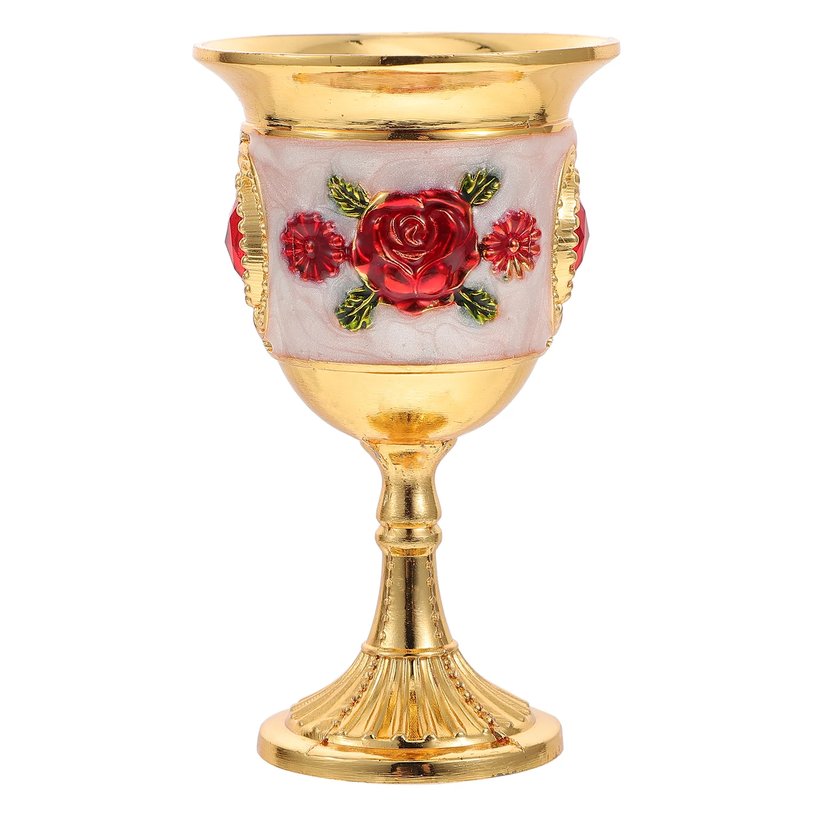 Brass Vintage Decoration Set Communion Cups Hand- Embossed Goblet Zinc Alloy Cool Drink Drinking Adornment