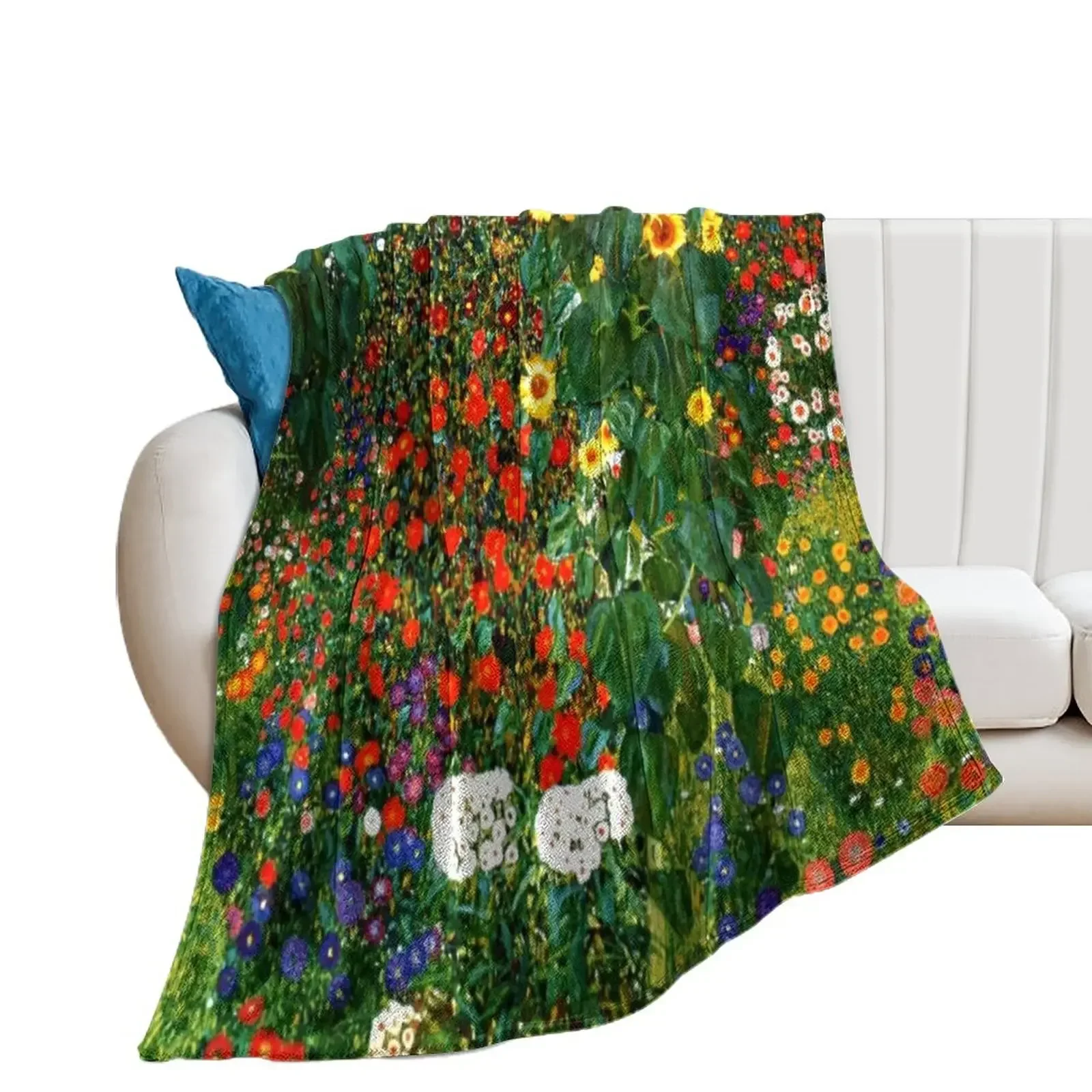 

Klimt - Farm Garden with Sunflowers Throw Blanket Picnic Thermals For Travel Luxury Brand Bed Fashionable Blankets