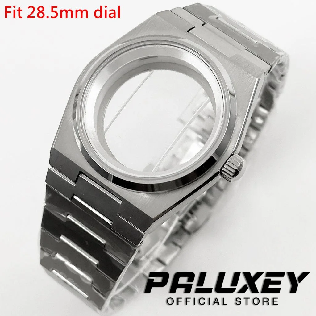 PRX NH35 40MM met zilveren ring saffierkristal gecanneleerde bezel horlogekasten onderdelen voor PRX Super Player NH34 NH35 NH36 NH38 beweging