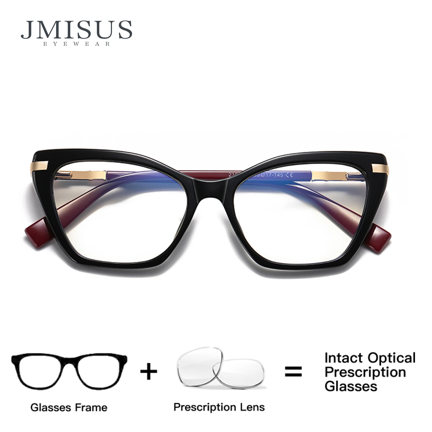 

JMISUS Prescription Glasses Women Cat Eye Blue Light Blocking Optical Lenses Custom Recipe Myopia Glasses for Computer Work