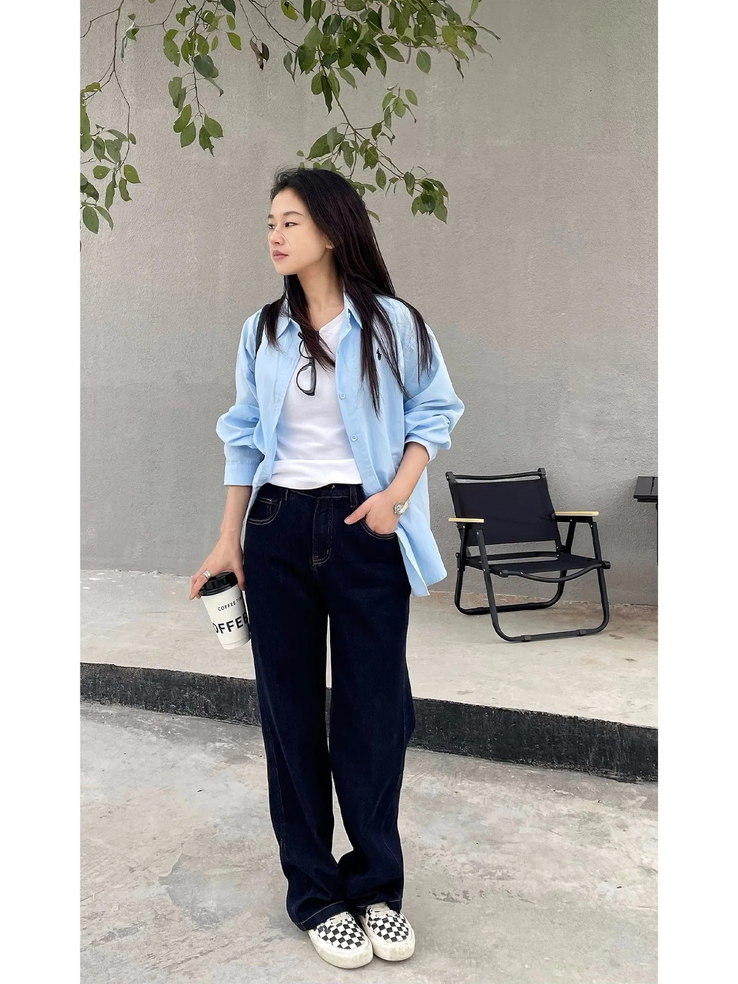 

Slimming Straight Leg Denim Jeans Women's Spring Autumn New Style High Waist Cotton Stretch Denim Pants Four-Way Stretch Vers...