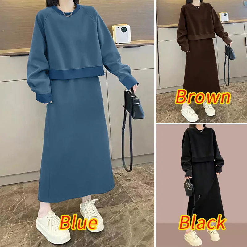 ชุดเซ็ตแฟชั่นผู้หญิง ZANZEA 2026 ชุดลำลอง 2 ชิ้น เสื้อแขนยาวและกระโปรงยาวเอวสูง ชุดลำลองสีพื้นแบบหลวม