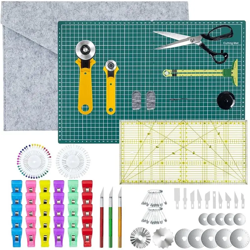 

【Electronic-Accessories】Rotary Cutter Set With Extra Blades, Craft Tools Kit For Sewing& Quilting, Fiddle-Able A3 Cutting Mat, D