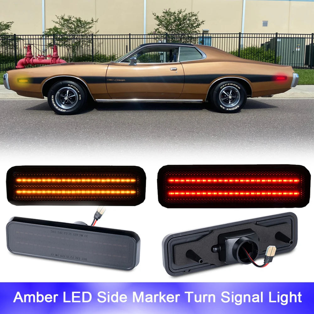 

4x Front Rear Bumper LED Side Marker Turn Signal Indicator Light For Dodge Plymouth Barracuda Cuda Scamp Charger Aspen Satellite