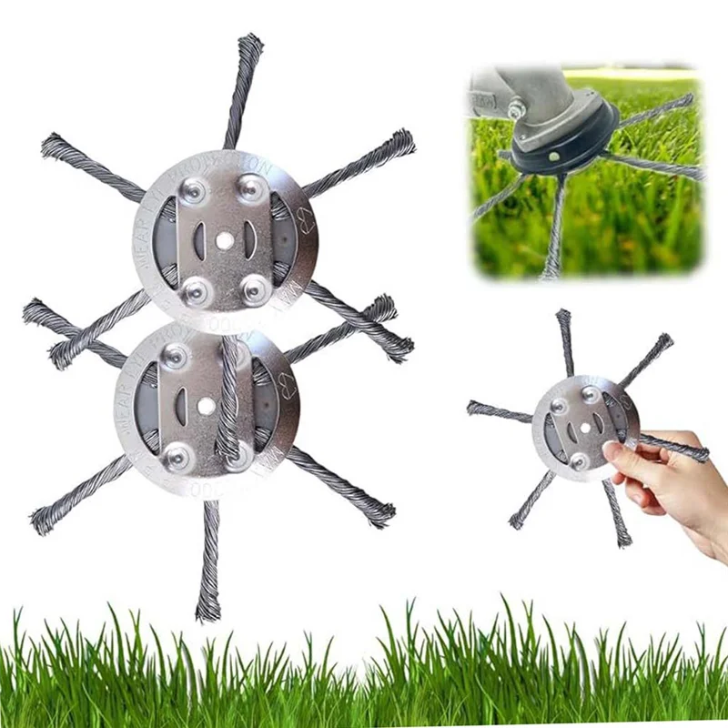 ABMI-Universal 6In Steel Wire Weed Grass Trimmer Head- 3PCS Set, 6 Blades Included For Cordless String Trimmer,