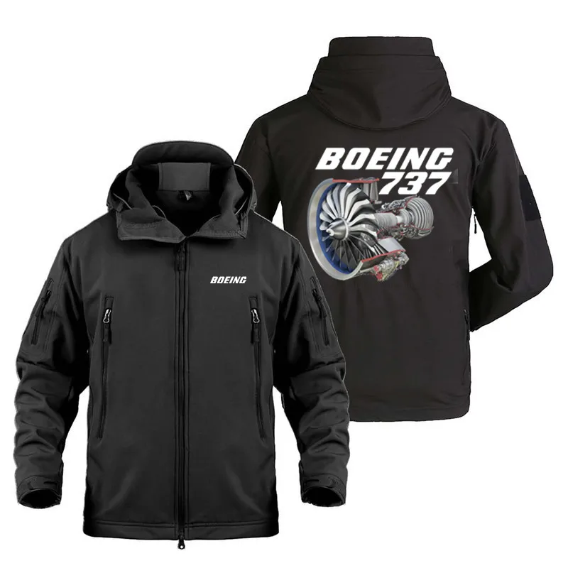 

Boeing 737 CFM Leap Engine Aviation Pilots Outdoor Military Men's Tactical Shark Skin Fleece Warm SoftShell Coats Jackets