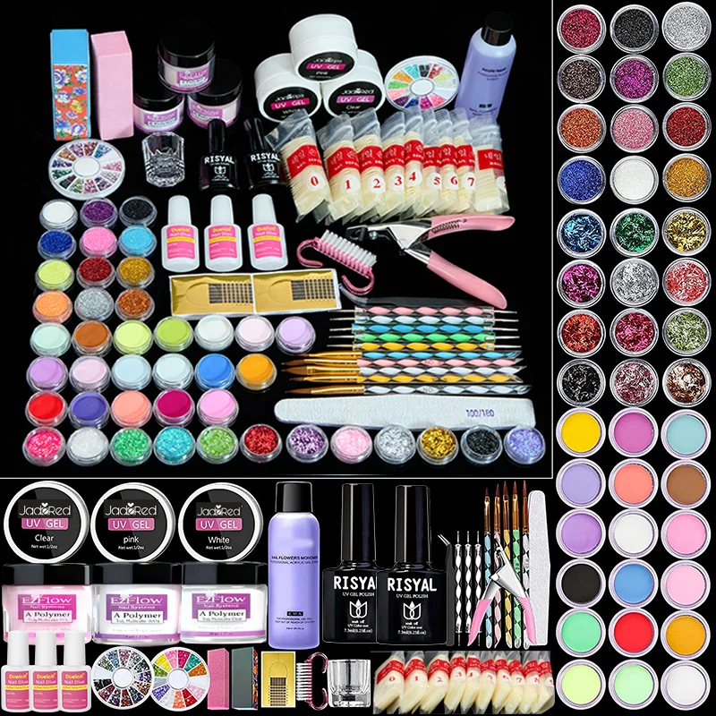 

Acrylic Nail Kit with Everything 30 Glitter Acrylic Powder, Tips, Decoration Supplies for Professional Nail Art Tools DIY Gifts
