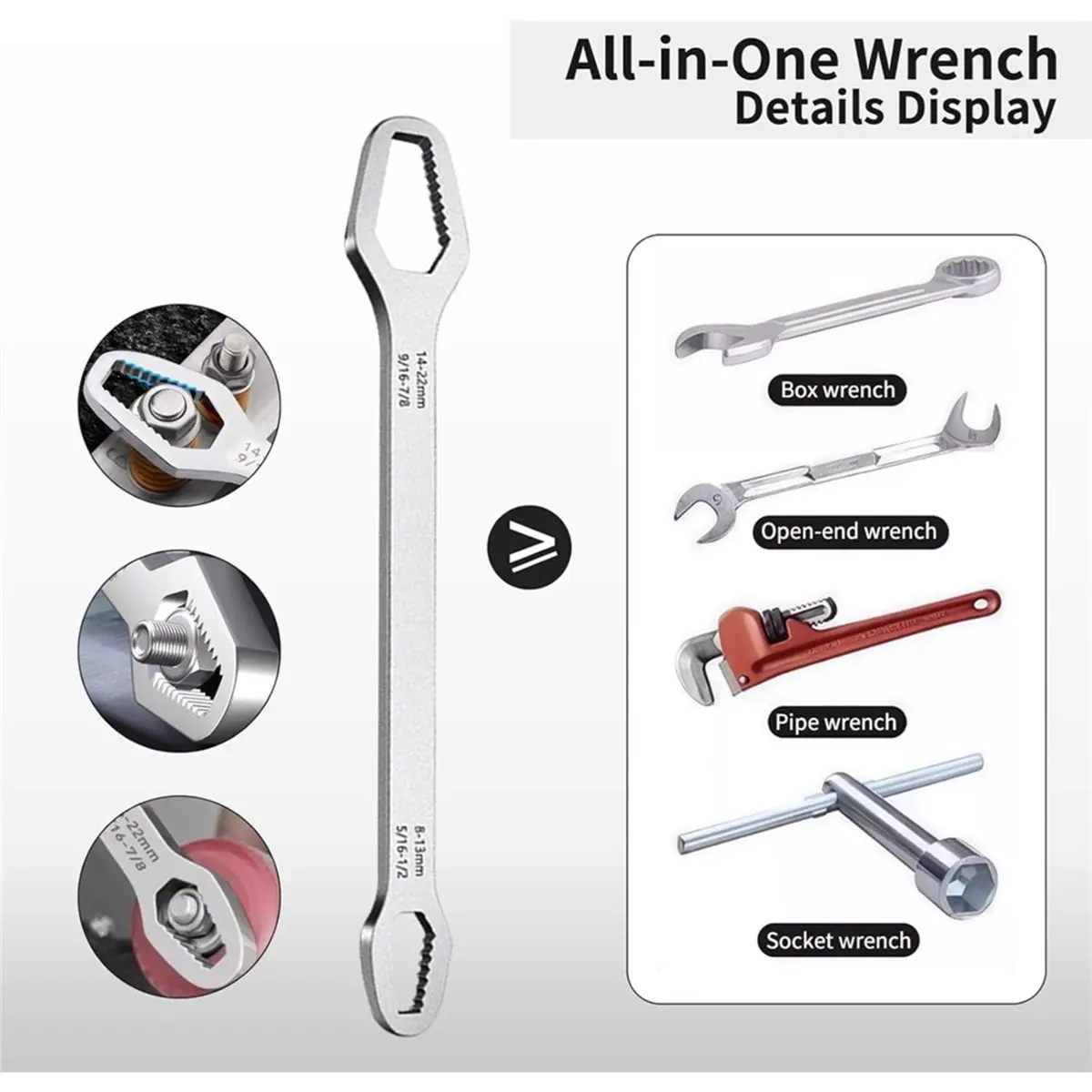 Promotional-Basin Wrench Set, 8 in-1 Sink & Faucet Wrench, Adjustable Wrench Wide Jaw Short Shank 6-75mm, Universal Plumbing Too