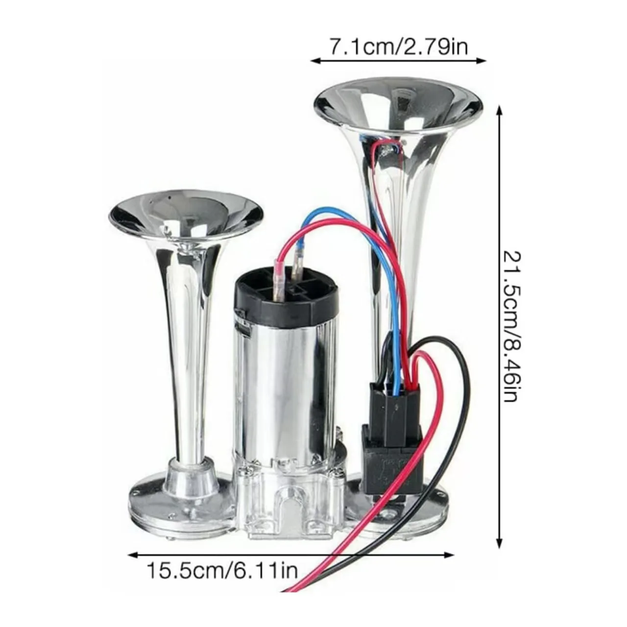 With 12v horn air horn stainless steel bumper type compressor with coaxial speaker design