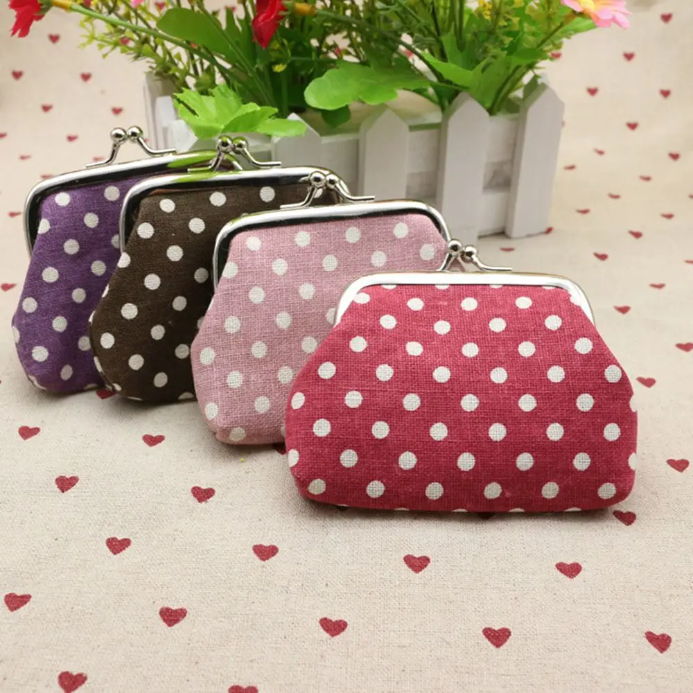 Dot Design Mini Pouch Money Bags Wallet Card Holder Coin Purse