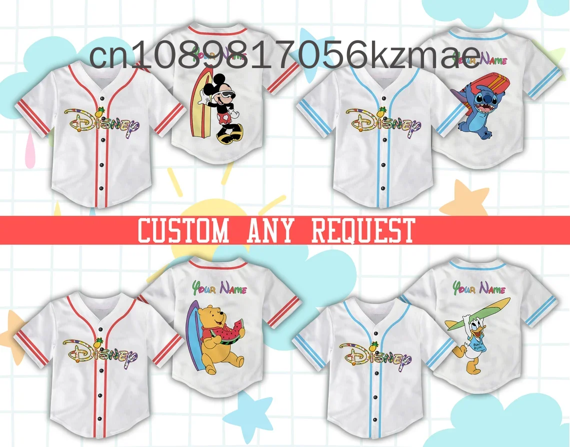 2024 New Custom Name Disney Summer Baseball Jersey Disneyland Baseball Jersey Disney Family Vacation Matching Jersey