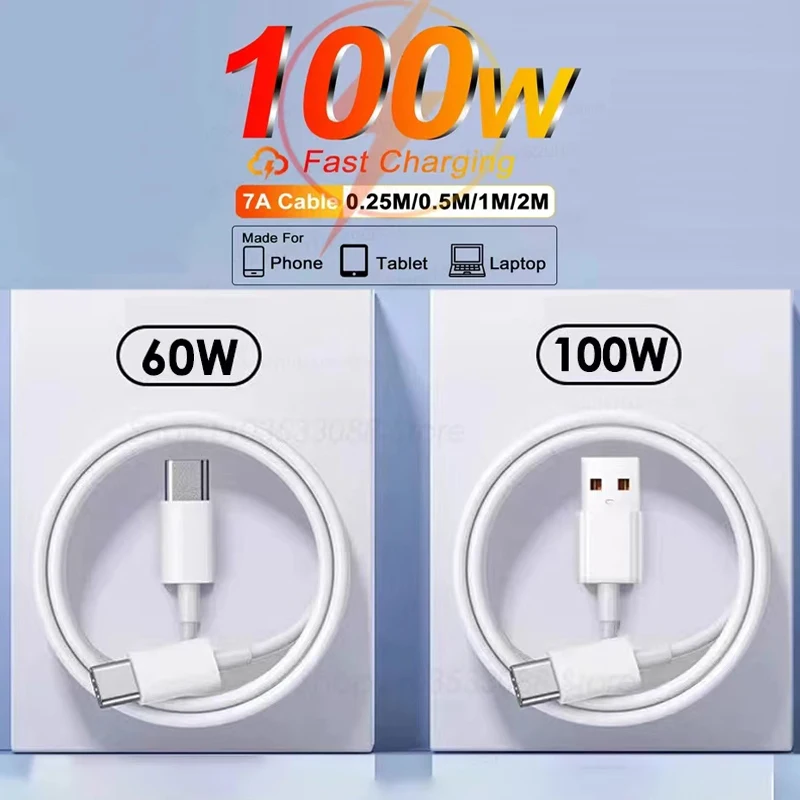 2Pcs 10A 60W Fast Charging Cable USB TypeC Wire Cord For Xiaomi 14 Redmi Samsung S24 S23 Ultra Google Huawei Oneplus Accessories