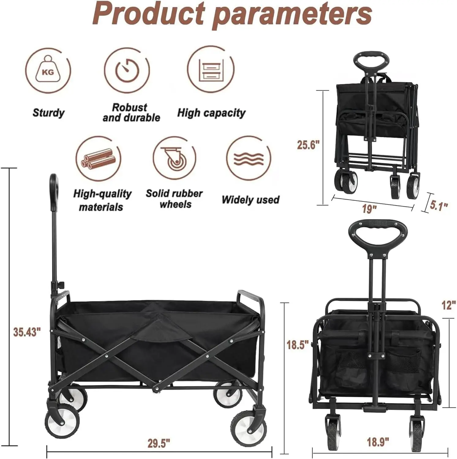 Imagem -03 - Dobrável Outdoor Utility Wagon Praia Wagon Carrinho Desportivo Portátil All Terrain Wheels Bebida Titulares