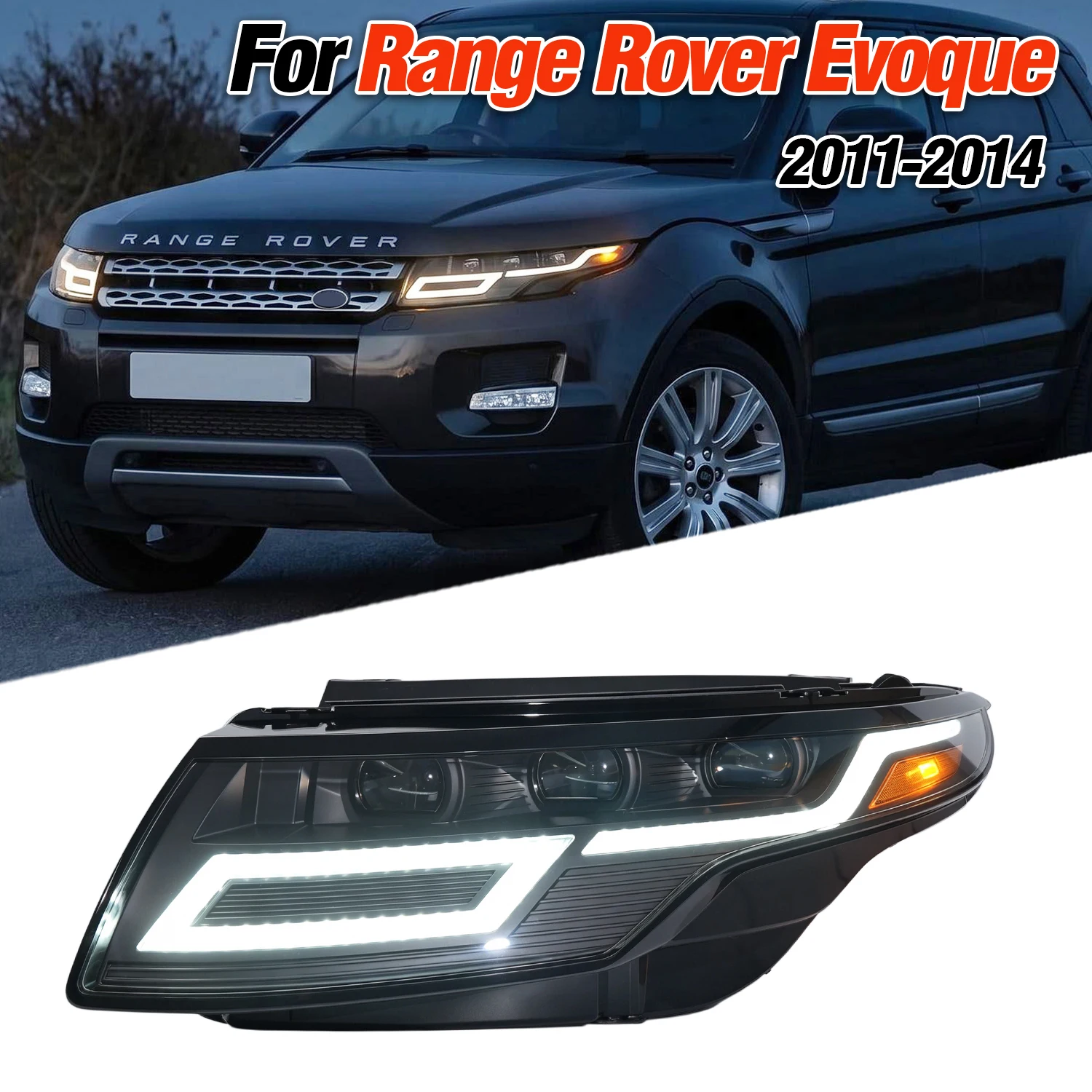 Full LED Headlights Assembly for 2011-2014 Range Rover Evoque With AFS High Low Beam DRL Parking Light Driving Lamp