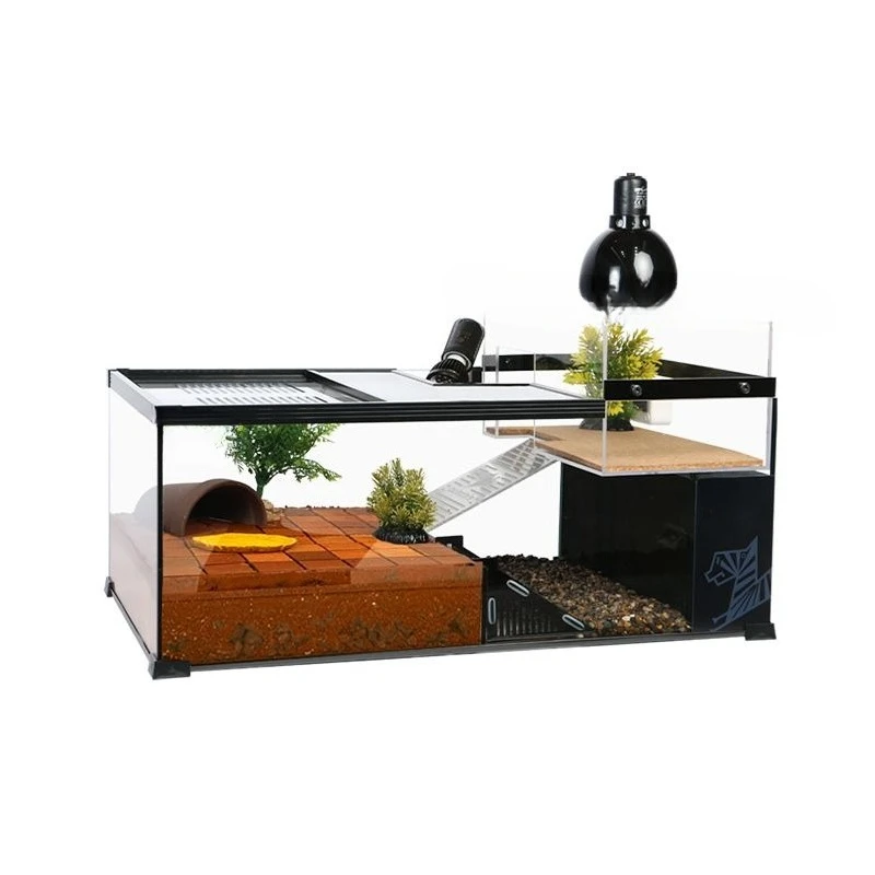 

Ecological turtle tank half water turtle tank a complete set of water pump filter material lamp landscaping turtle tank