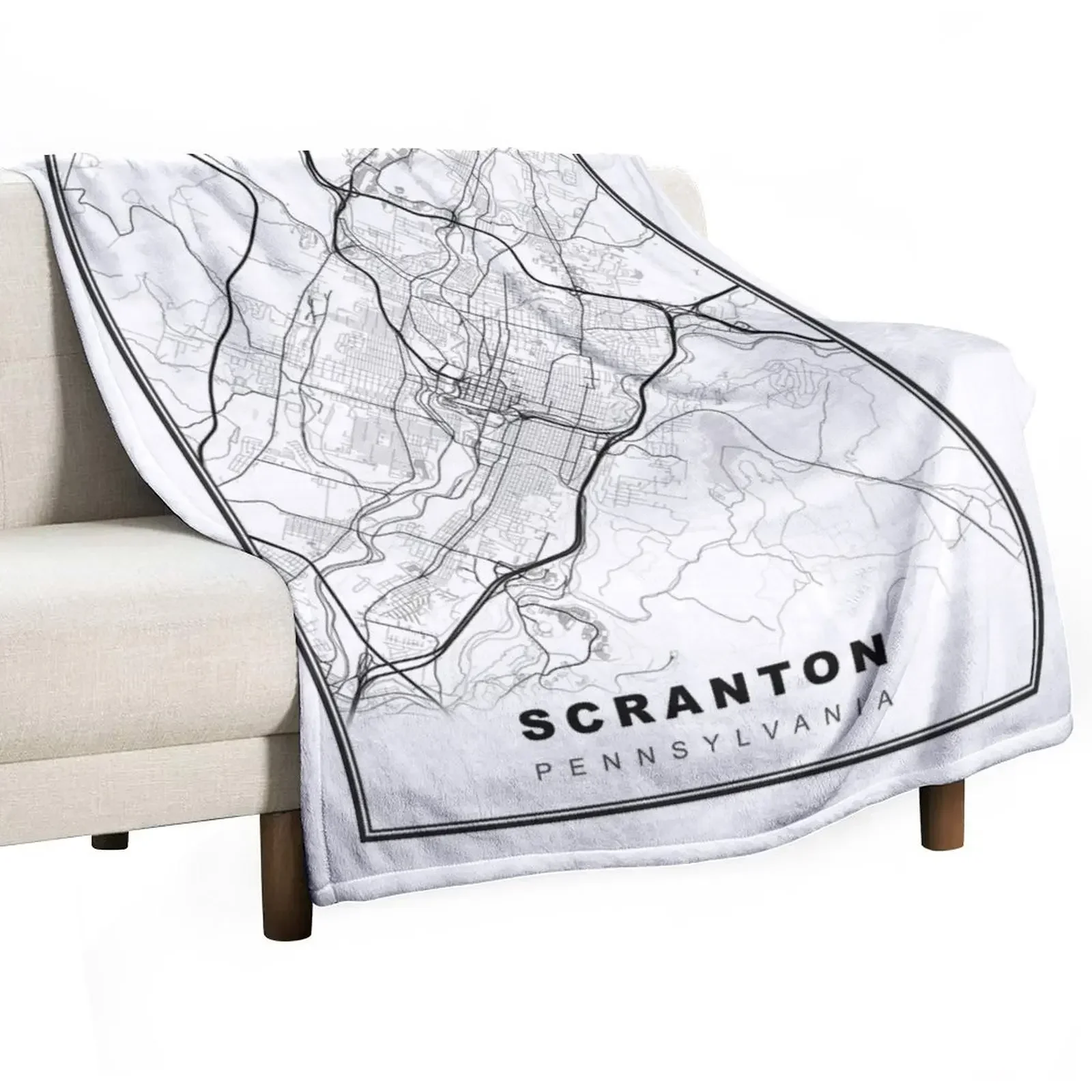 

Scranton Map Throw Blanket Soft Plaid Picnic Beautifuls Blankets