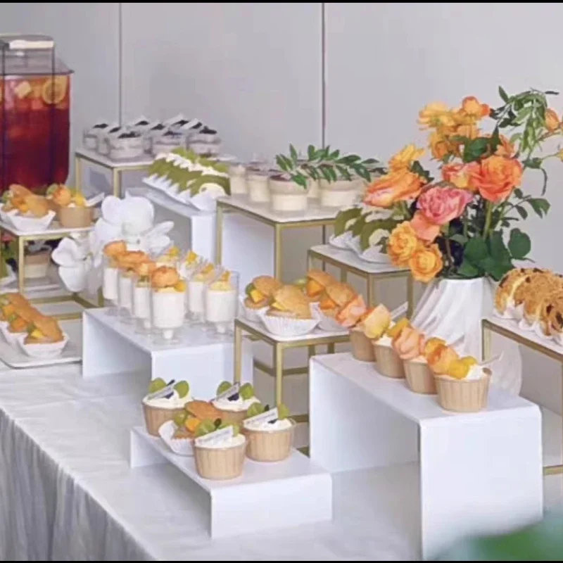 

Fashion Tea Break Dessert Table Buffet Decoration Wedding Birthday Riser Cake Stand Candy Cupcake Sweet Food Drinks Display Rack