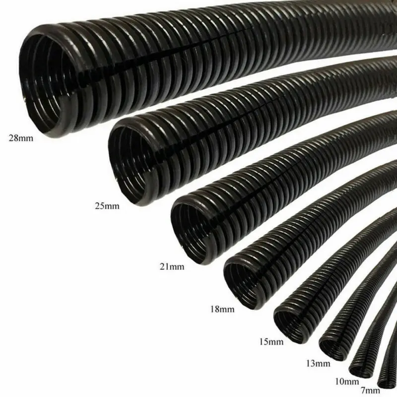 Length 3/6/15Meters OD7/10/13/15/18/21/25/28mm Split Wire Loom Conduit Polyethylene Tubing Black Color Sleeve Tube