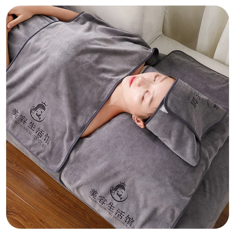 3Pcs Beauty Salon Microfiber Towel Set for Adults, Turban, Towel, Pillow Cover, Bed Bath Skirt Custom Logo