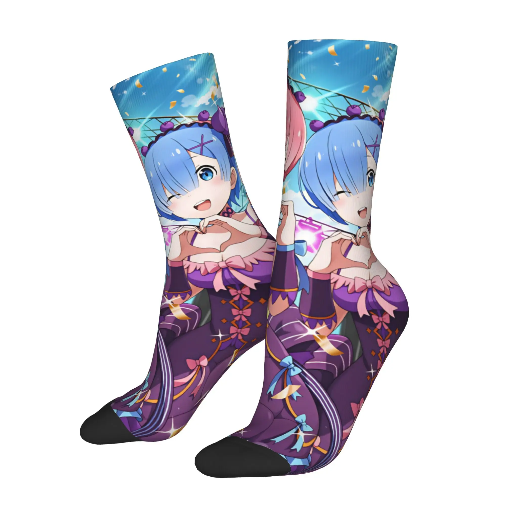 Kawaii Rem Emilia R-Re:ZERO Socks Women Men Warm 3D Printing Starting Life in Anothers Worlds Sports Football Socks