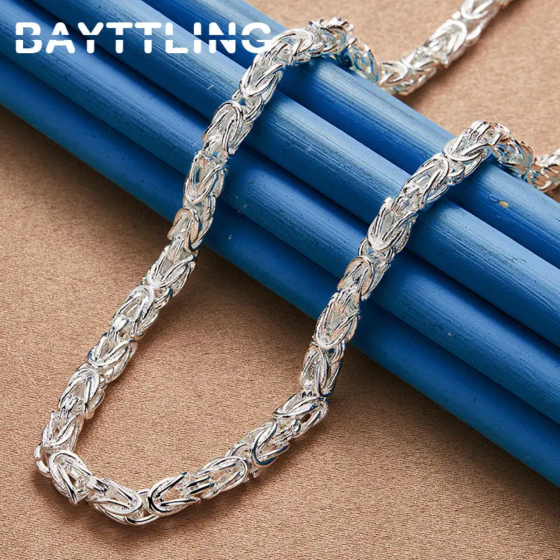 Men's 925 Sterling Silver 20 Inches Fine Tap Chain Hip Hop Necklace For Women Fashion Charm Engagement Party Jewelry