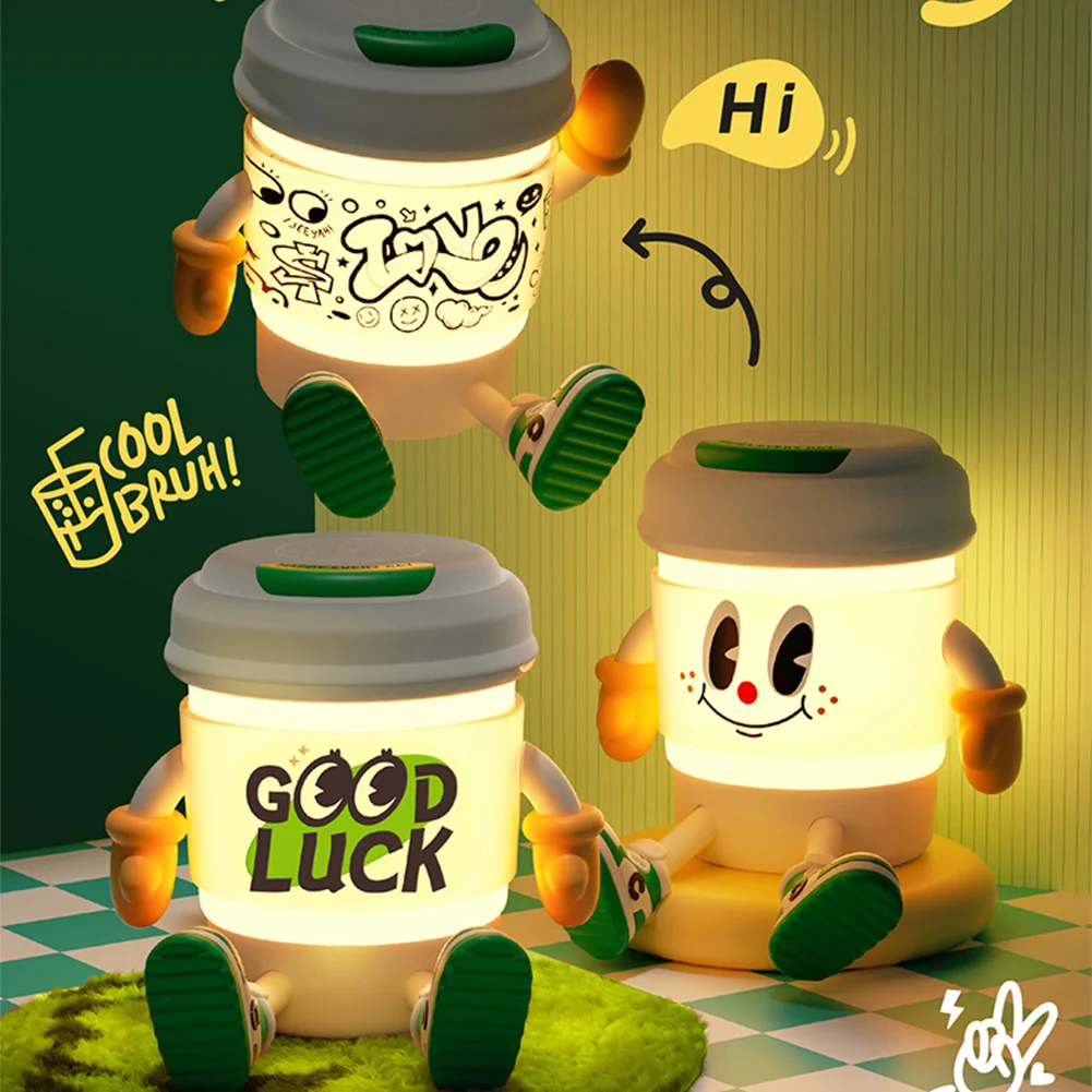 

2-in-1 LED Night Light Mobilephone Stand Coffee Cup Night Light 3 Colors Aesthetic Modern Lighting Desk Lamp Decoration Lighting