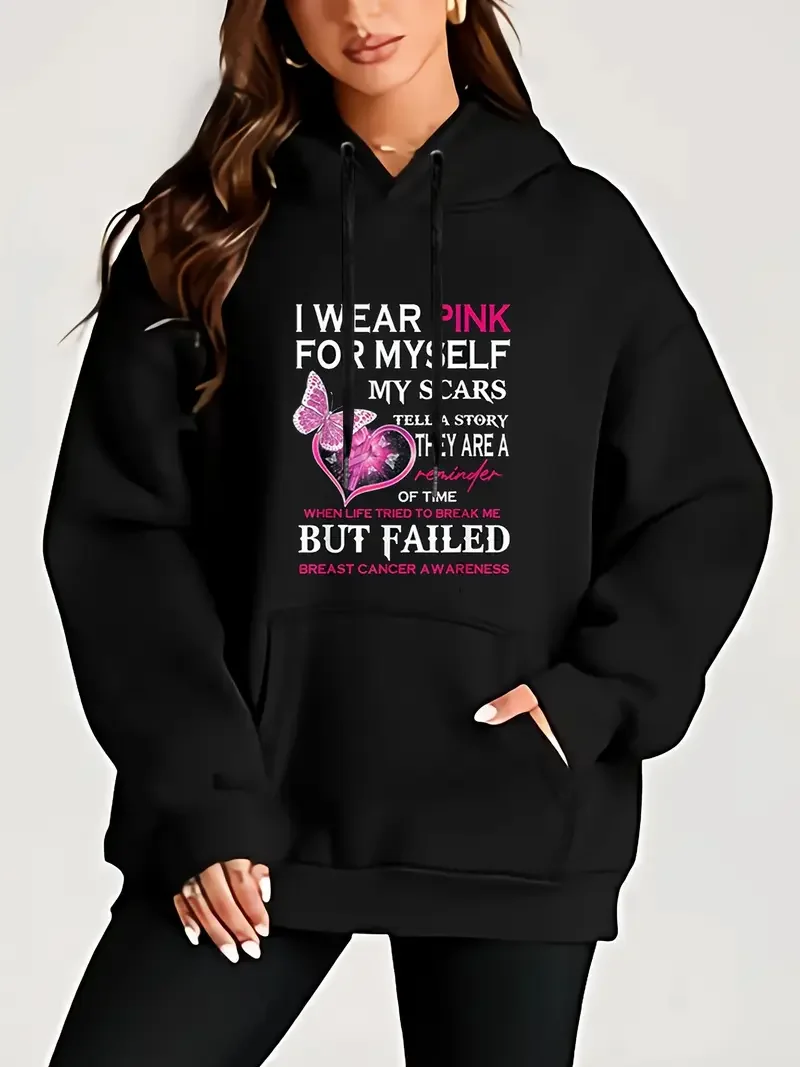 

Butterfly Print Hoodie Long Sleeves Drawstring Hoodie Kangaroo Pocket 550gsm Women's Large Size Hoodie Machine Washable