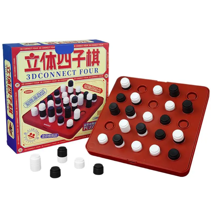 Four in a Row Game 3D Family Fun Games Interactive Board Games Unique Educational Toys Classic Family Toy for Parties Gatherings