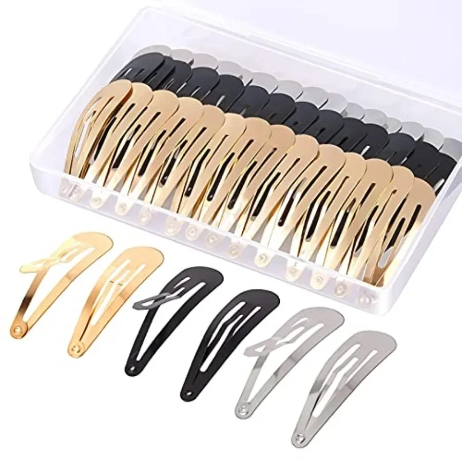 

60 Pcs Snap Hair Clips with Storage Box, 2 Inch No Slip Metal Hair Clips Barrettes for Styling, Hair Pins Accessories for Toddl