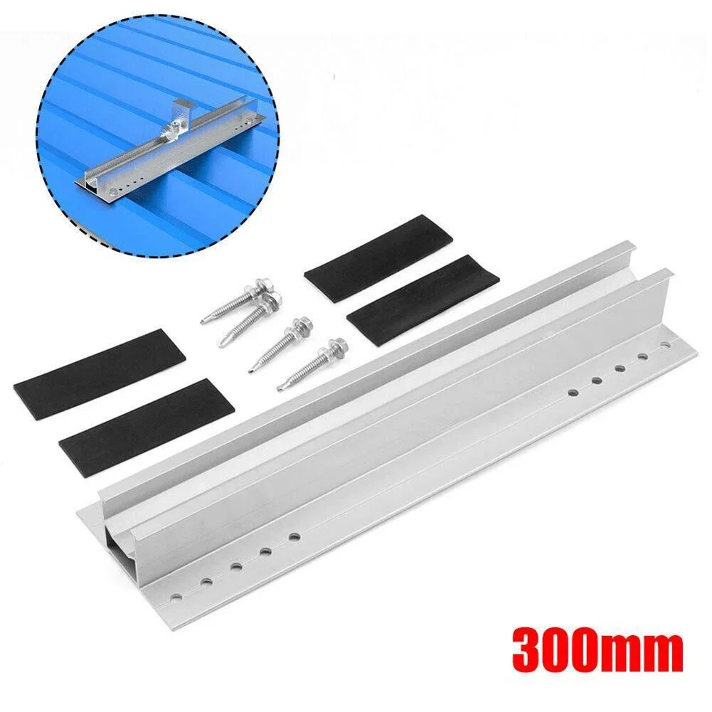 Solar Panel PV Bracket Mounting Rail Kit  Solar Modules Bracket Trapezoidal Sheet Flat Roof Aluminium Mounting Rail End Clamp