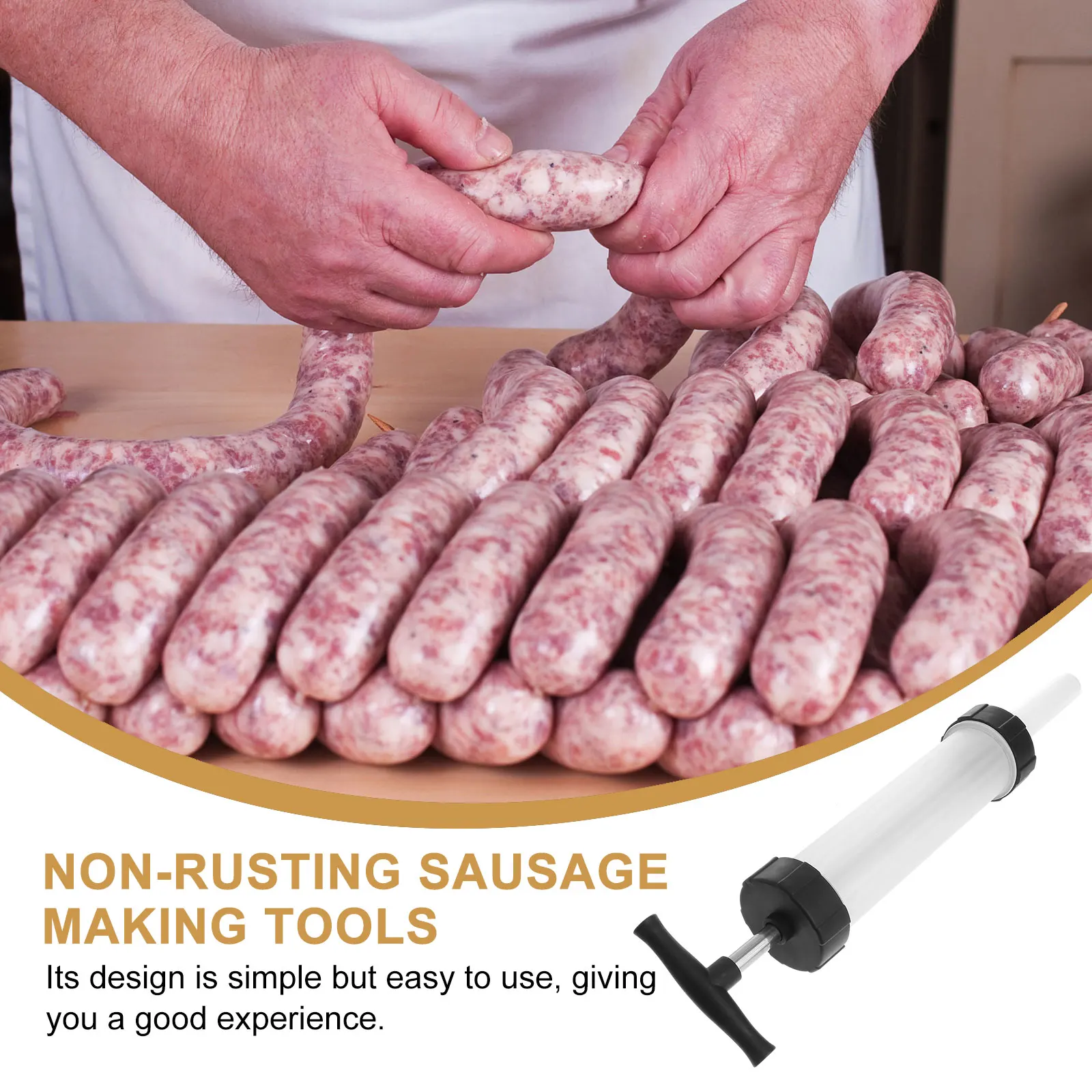 

Manual Sausage Maker Non rusting Stainless Steel PP Smooth Easy Clean Practical Processing Supplies Filling Tools